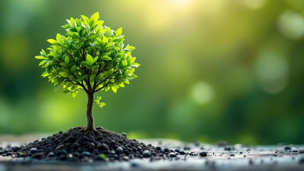 A metaphorical image of a small plant growing into a large tree, representing growth through cost-effective web design.
