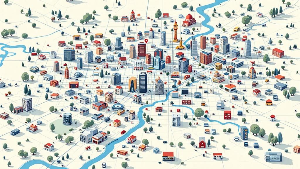 A detailed map of Tucson highlighting key business districts and CMO influence