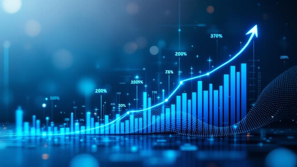A successful business graph showing growth after using fractional CMO services