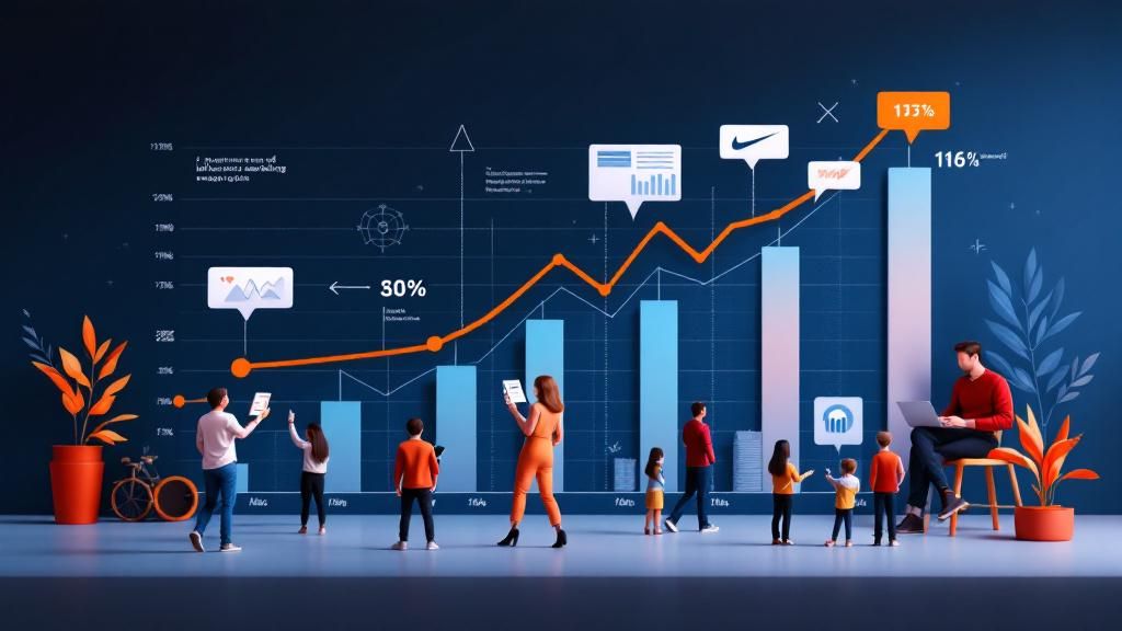 A chart depicting the growth and current state of influencer marketing in the online reputation industry.